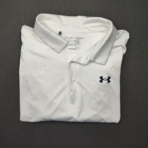 Under Armour White Polo with Small Multicolor Dot Accents